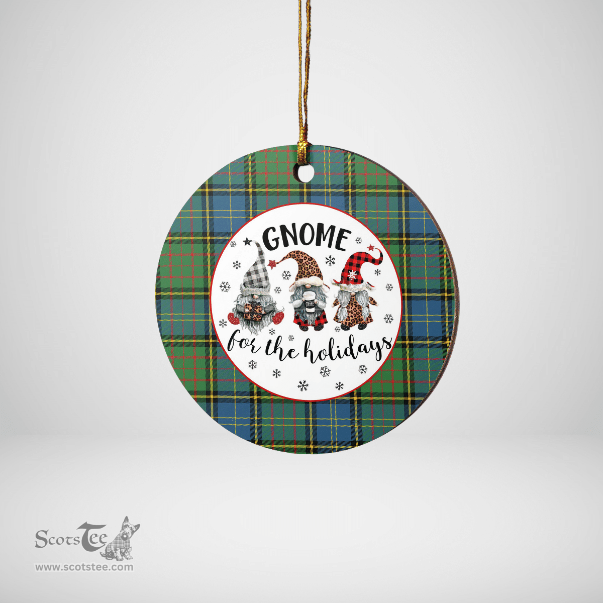 Scottish MacMillan Hunting Ancient Clan Tartan Ceramic Ornament - Gnome Round Style Scottish Plaid Tartan Plaid