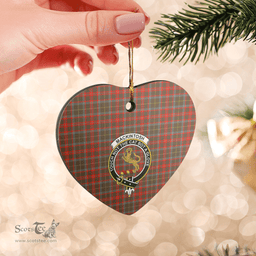 Scottish MacKintosh Hunting Weathered Clan Tartan Ceramic Ornament - Crest Heart Style Scottish Plaid Tartan Plaid