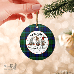Scottish MacCallum Modern Clan Tartan Ceramic Ornament - Gnome Round Style Scottish Plaid Tartan Plaid