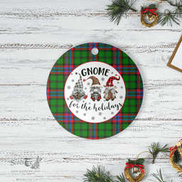 Scottish McGeachie Clan Tartan Ceramic Ornament - Gnome Round Style Scottish Plaid Tartan Plaid