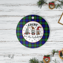Scottish Sempill Modern Clan Tartan Ceramic Ornament - Gnome Round Style Scottish Plaid Tartan Plaid