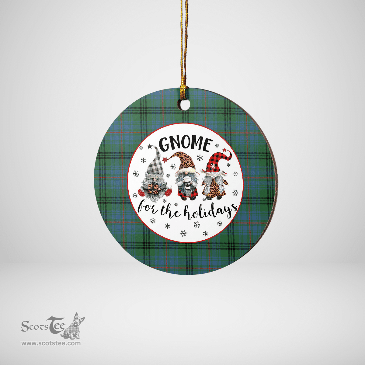 Scottish Walker Hunting Ancient Clan Tartan Ceramic Ornament - Gnome Round Style Scottish Plaid Tartan Plaid