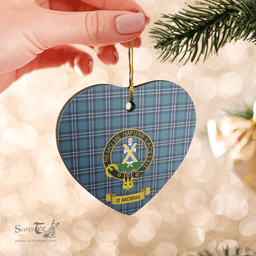 Scottish Earl of St Andrews Clan Tartan Ceramic Ornament - Crest Heart Style Scottish Plaid Tartan Plaid