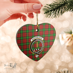 Scottish Auchinleck Clan Tartan Ceramic Ornament - Crest Heart Style Scottish Plaid Tartan Plaid