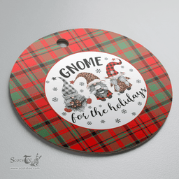 Scottish Macnish Modern Clan Tartan Ceramic Ornament - Gnome Round Style Scottish Plaid Tartan Plaid