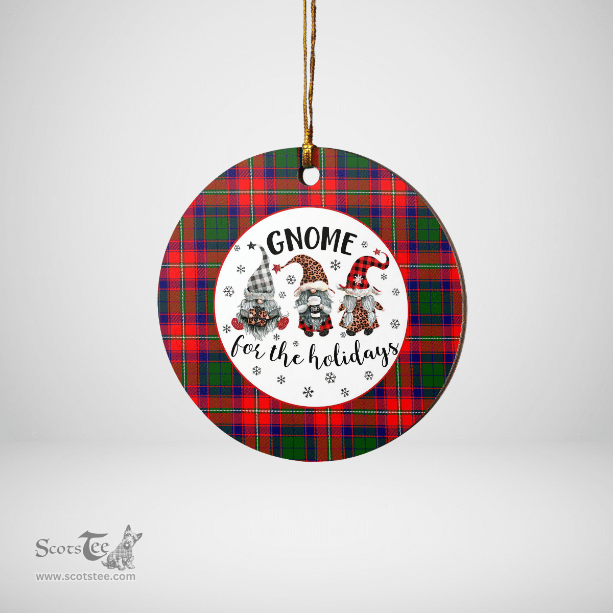 Scottish Roxburgh District Clan Tartan Ceramic Ornament - Gnome Round Style Scottish Plaid Tartan Plaid