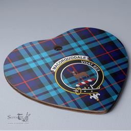 Scottish MacCorquodale Clan Tartan Ceramic Ornament - Crest Heart Style Scottish Plaid Tartan Plaid