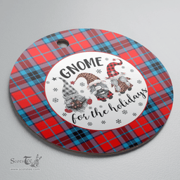 Scottish MacTavish Modern Clan Tartan Ceramic Ornament - Gnome Round Style Scottish Plaid Tartan Plaid