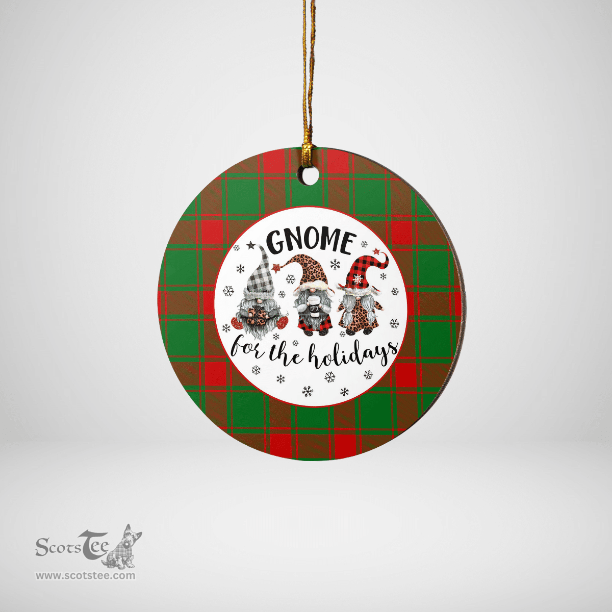 Scottish Middleton Modern Clan Tartan Ceramic Ornament - Gnome Round Style Scottish Plaid Tartan Plaid