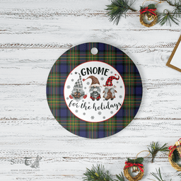 Scottish MacLaren Modern Clan Tartan Ceramic Ornament - Gnome Round Style Scottish Plaid Tartan Plaid