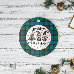 Scottish Stewart Old Ancient Clan Tartan Ceramic Ornament - Gnome Round Style Scottish Plaid Tartan Plaid