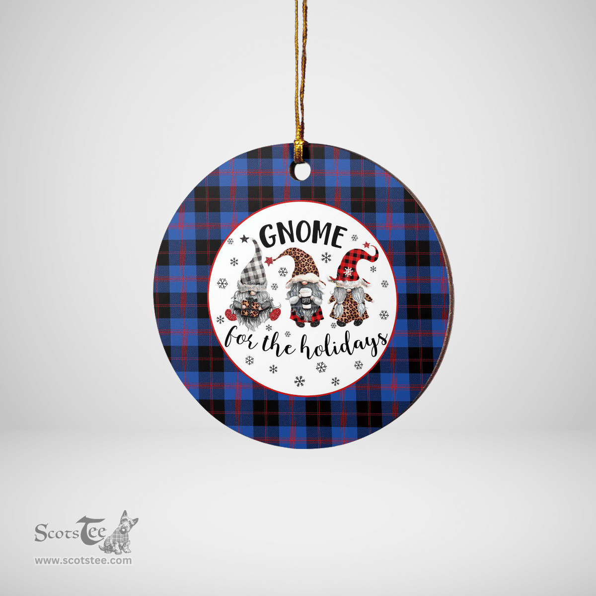 Scottish Maule Clan Tartan Ceramic Ornament - Gnome Round Style Scottish Plaid Tartan Plaid