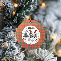 Scottish Munro Ancient Clan Tartan Ceramic Ornament - Gnome Round Style Scottish Plaid Tartan Plaid