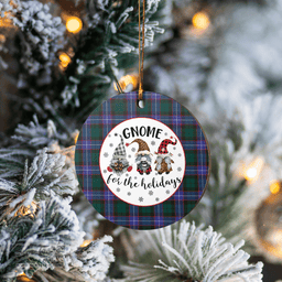 Scottish Hunter Modern Clan Tartan Ceramic Ornament - Gnome Round Style Scottish Plaid Tartan Plaid