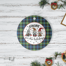 Scottish Watson Ancient Clan Tartan Ceramic Ornament - Gnome Round Style Scottish Plaid Tartan Plaid