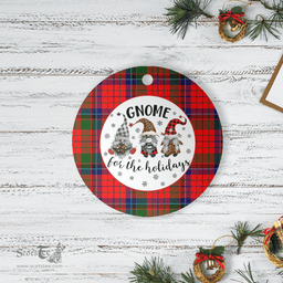 Scottish Nicolson Modern Clan Tartan Ceramic Ornament - Gnome Round Style Scottish Plaid Tartan Plaid