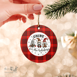 Scottish MacIan Clan Tartan Ceramic Ornament - Gnome Round Style Scottish Plaid Tartan Plaid