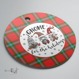 Scottish MacLaine of Loch Buie Clan Tartan Ceramic Ornament - Gnome Round Style Scottish Plaid Tartan Plaid