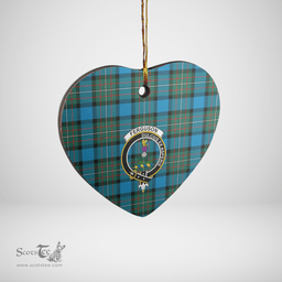 Scottish Fergusson Ancient Clan Tartan Ceramic Ornament - Crest Heart Style Scottish Plaid Tartan Plaid