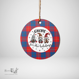 Scottish Galloway Red Clan Tartan Ceramic Ornament - Gnome Round Style Scottish Plaid Tartan Plaid
