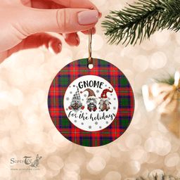 Scottish Roxburgh District Clan Tartan Ceramic Ornament - Gnome Round Style Scottish Plaid Tartan Plaid