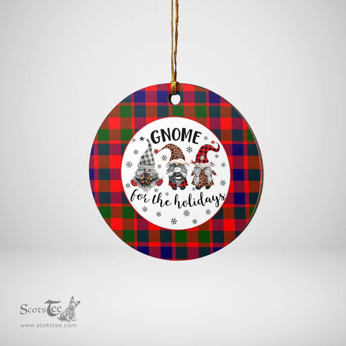 Scottish Gow Modern Clan Tartan Ceramic Ornament - Gnome Round Style Scottish Plaid Tartan Plaid