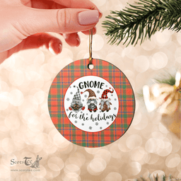 Scottish Munro Ancient Clan Tartan Ceramic Ornament - Gnome Round Style Scottish Plaid Tartan Plaid