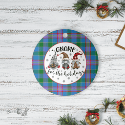 Scottish Ralston Clan Tartan Ceramic Ornament - Gnome Round Style Scottish Plaid Tartan Plaid