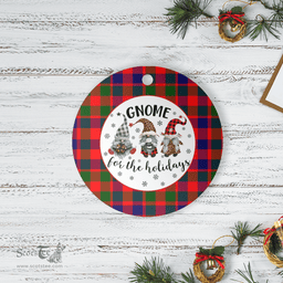 Scottish Gow Modern Clan Tartan Ceramic Ornament - Gnome Round Style Scottish Plaid Tartan Plaid