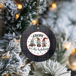 Scottish Conway Clan Tartan Ceramic Ornament - Gnome Round Style Scottish Plaid Tartan Plaid