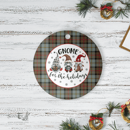 Scottish MacLeod of Harris Weathered Clan Tartan Ceramic Ornament - Gnome Round Style Scottish Plaid Tartan Plaid