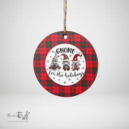 Scottish Drummond Modern Clan Tartan Ceramic Ornament - Gnome Round Style Scottish Plaid Tartan Plaid