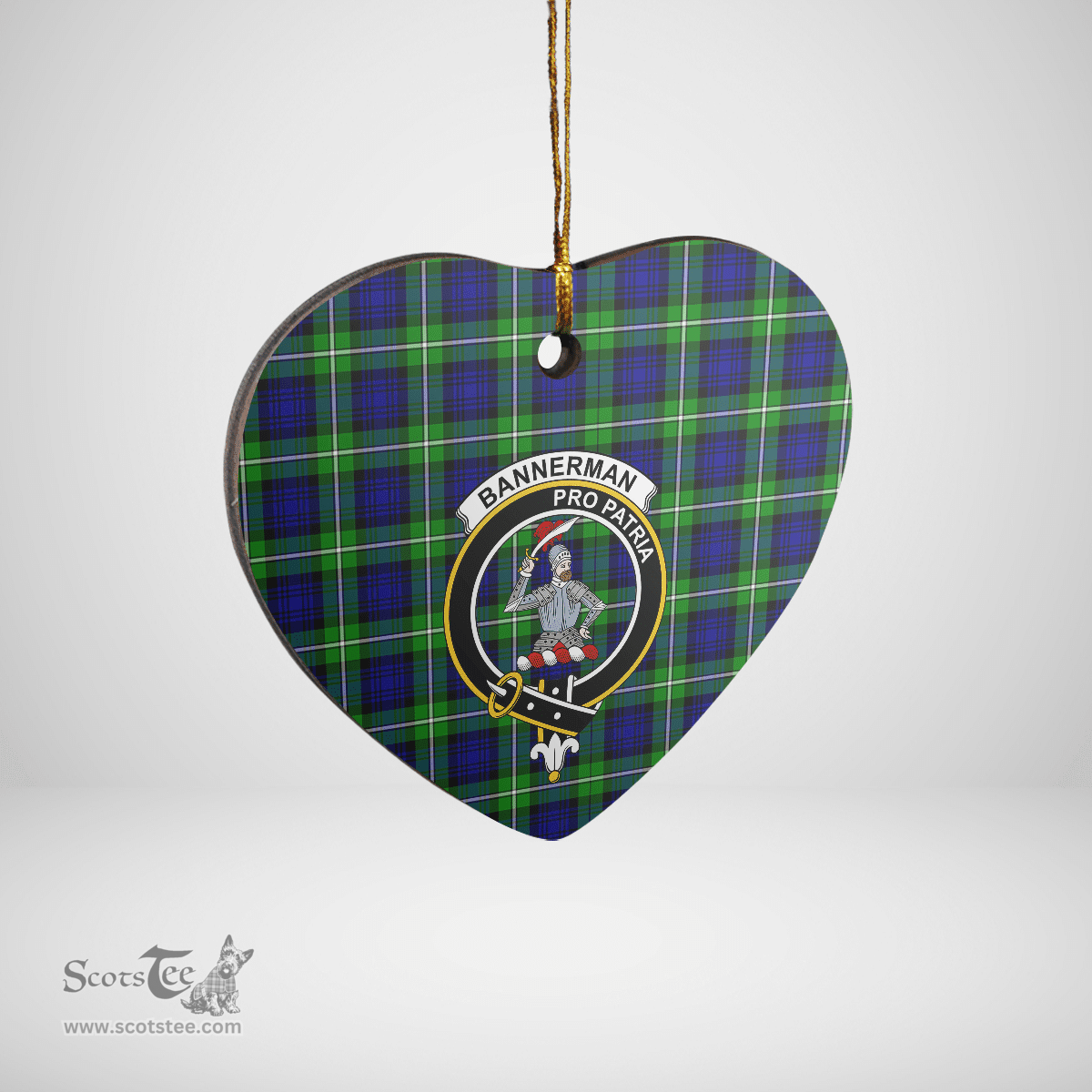 Scottish Bannerman Clan Tartan Ceramic Ornament - Crest Heart Style Scottish Plaid Tartan Plaid