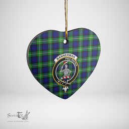 Scottish Bannerman Clan Tartan Ceramic Ornament - Crest Heart Style Scottish Plaid Tartan Plaid