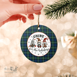 Scottish Forbes Ancient Clan Tartan Ceramic Ornament - Gnome Round Style Scottish Plaid Tartan Plaid