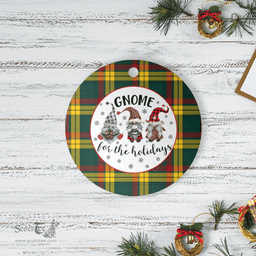 Scottish MacMillan Old Modern Clan Tartan Ceramic Ornament - Gnome Round Style Scottish Plaid Tartan Plaid