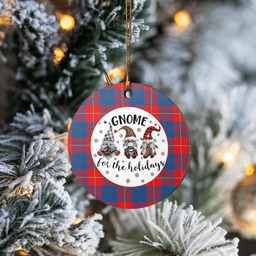 Scottish Galloway Red Clan Tartan Ceramic Ornament - Gnome Round Style Scottish Plaid Tartan Plaid