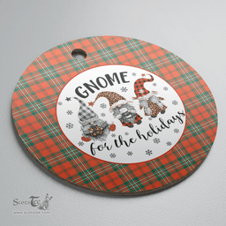 Scottish Scott Ancient Clan Tartan Ceramic Ornament - Gnome Round Style Scottish Plaid Tartan Plaid