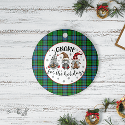 Scottish Forsyth Clan Tartan Ceramic Ornament - Gnome Round Style Scottish Plaid Tartan Plaid