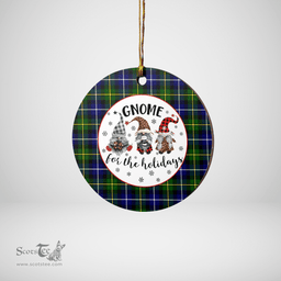 Scottish MacNeil of Barra Modern Clan Tartan Ceramic Ornament - Gnome Round Style Scottish Plaid Tartan Plaid