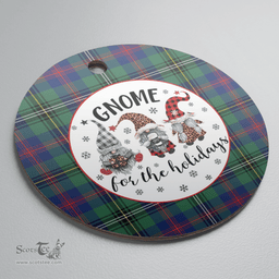 Scottish Wood Modern Clan Tartan Ceramic Ornament - Gnome Round Style Scottish Plaid Tartan Plaid