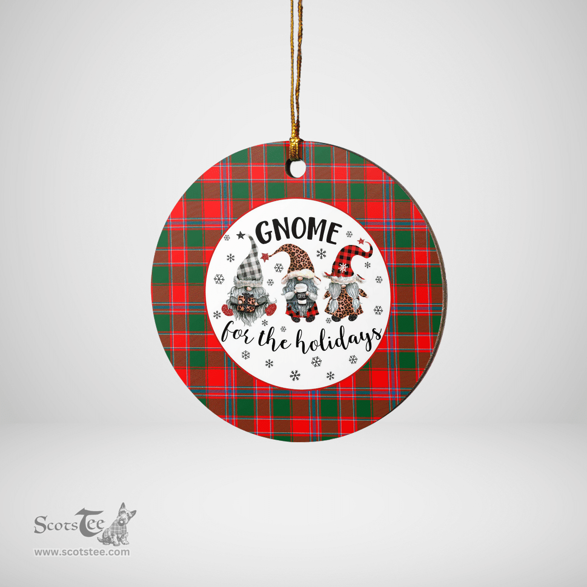 Scottish Dalziel Modern Clan Tartan Ceramic Ornament - Gnome Round Style Scottish Plaid Tartan Plaid