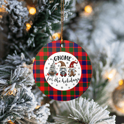 Scottish Gow Modern Clan Tartan Ceramic Ornament - Gnome Round Style Scottish Plaid Tartan Plaid