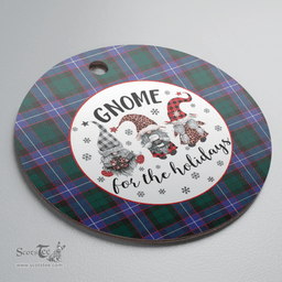 Scottish Hunter Modern Clan Tartan Ceramic Ornament - Gnome Round Style Scottish Plaid Tartan Plaid