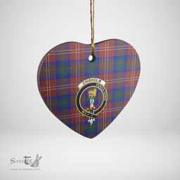 Scottish Chisholm Hunting Modern Clan Tartan Ceramic Ornament - Crest Heart Style Scottish Plaid Tartan Plaid