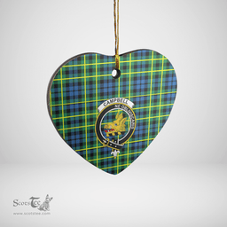 Scottish Campbell of Breadalbane Ancient Clan Tartan Ceramic Ornament - Crest Heart Style Scottish Plaid Tartan Plaid