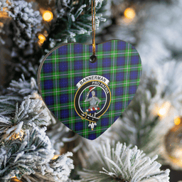 Scottish Bannerman Clan Tartan Ceramic Ornament - Crest Heart Style Scottish Plaid Tartan Plaid