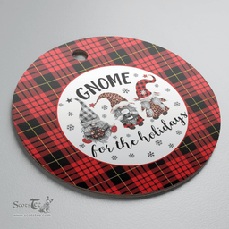 Scottish MacQueen Modern Clan Tartan Ceramic Ornament - Gnome Round Style Scottish Plaid Tartan Plaid