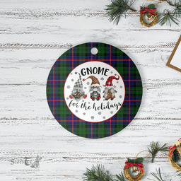 Scottish Morrison Modern Clan Tartan Ceramic Ornament - Gnome Round Style Scottish Plaid Tartan Plaid
