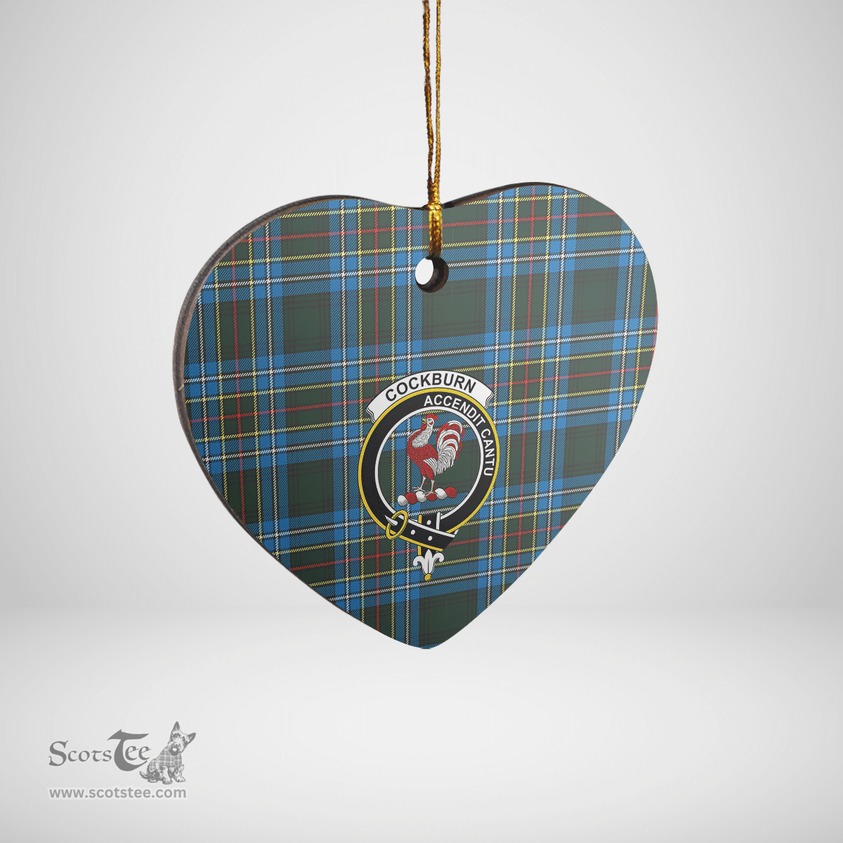 Scottish Cockburn Modern Clan Tartan Ceramic Ornament - Crest Heart Style Scottish Plaid Tartan Plaid